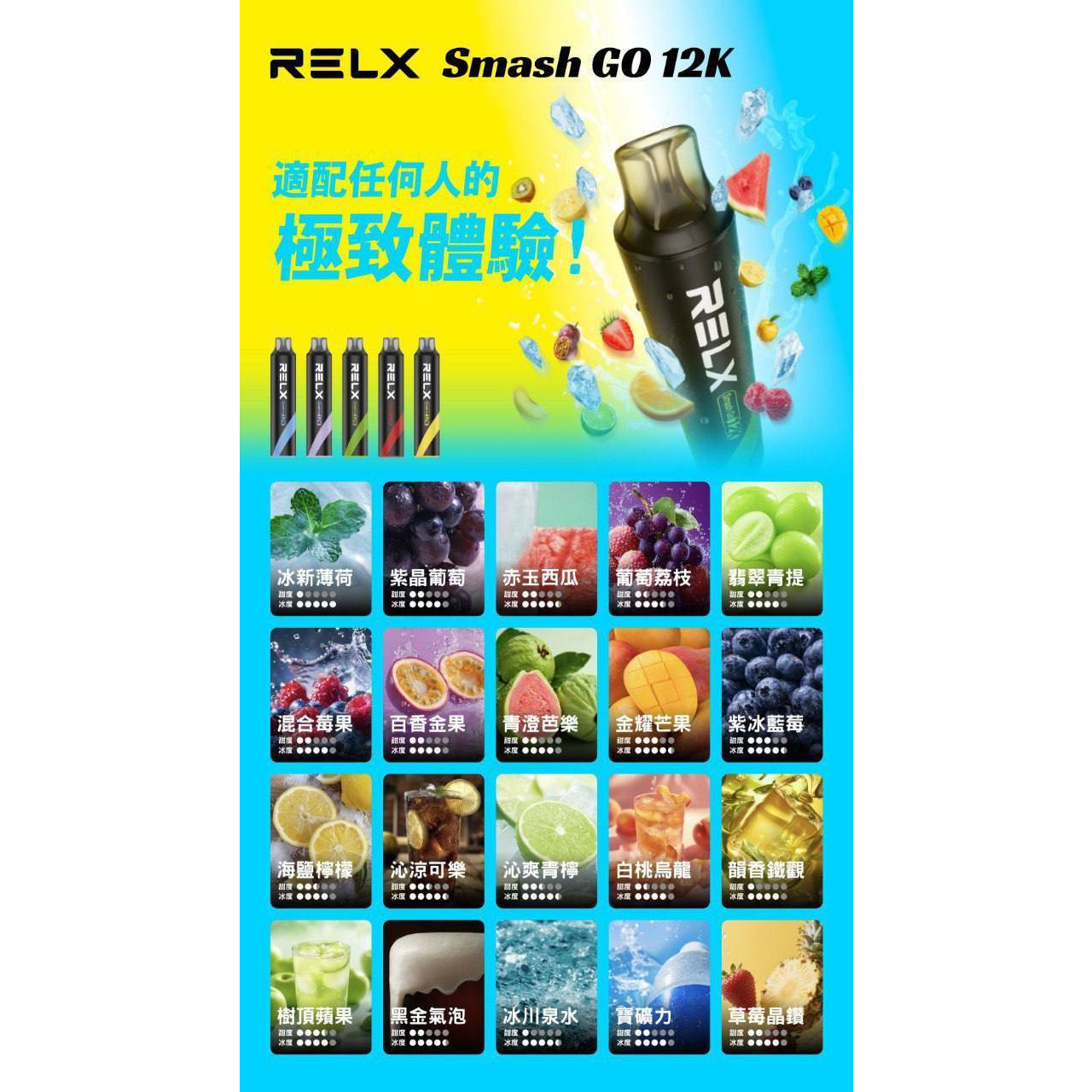 RELX 12000口 全球熱銷破百萬拋棄式